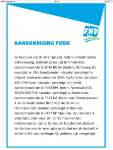 Aankondiging fusie - advertentie