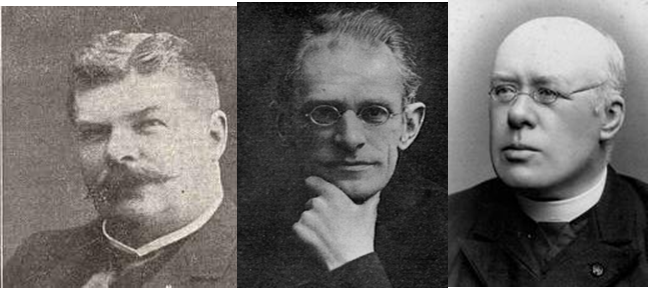 Grondleggers van de katholieke arbeidersbeweging in Nederland, vlnr Willem Passtoors, Alfons Ariens en Herman Schaepman